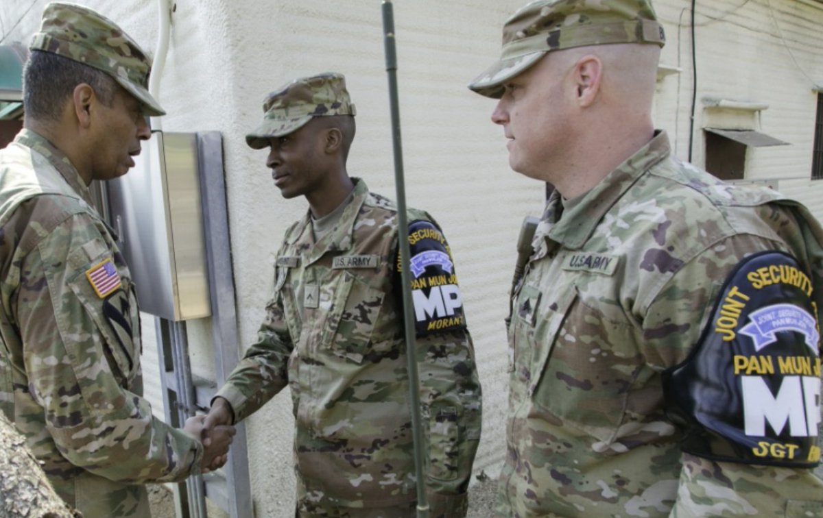 In 2004, the ROK assumed control of the JSA. Only a small number of US troops remain stationed there today, standing In Front of Them All.