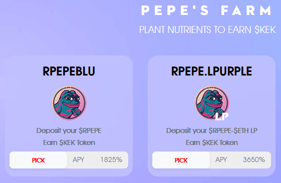 RarePepeToken's tweet photo. Farms open up in 5 minutes!

Farm'n'Burn Kek token mechanic!

Refer to Medium post for more details:

https://t.co/Oh0UQCtGdA https://t.co/1ejYIjeOGt