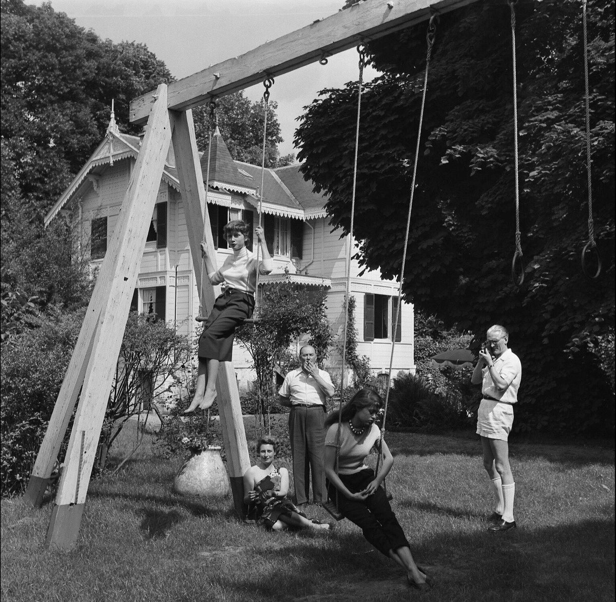 Brigitte Bardot with her family at her grandparents’ house in May 1952. Photos by Walter Carone.“That house holds my fondest childhood memories,” BB wrote in her autobiography. It’s located at 17 Rue du Général Leclerc in Louveciennes, near Paris.