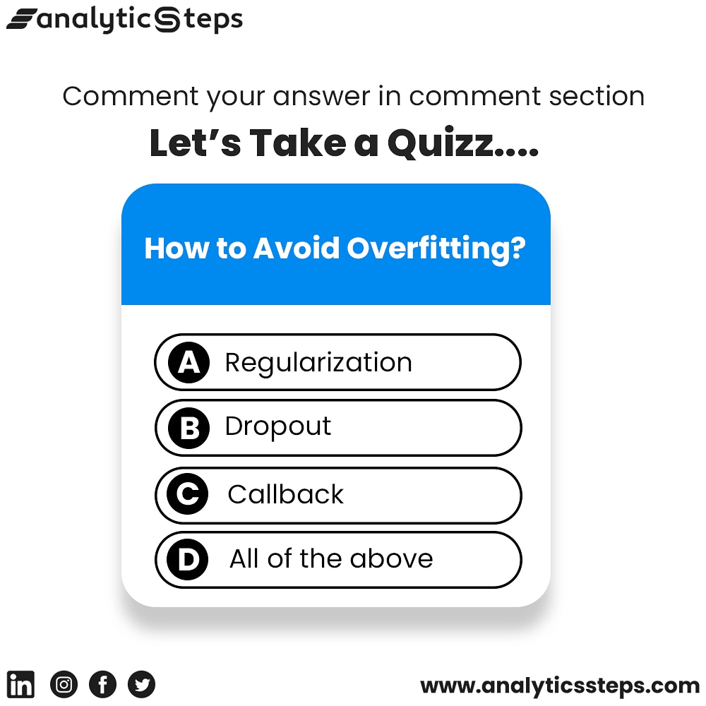 AnalyticsSteps's tweet image. How to avoid overfitting? Comment your answer below in comments section. #technicalquiz #quiztime