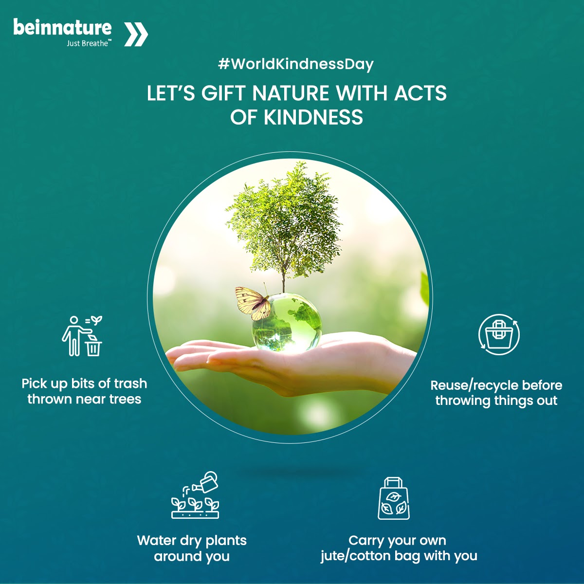 BeInNature1's tweet photo. This #WorldKindnessDay, let’s #gift #nature with some #actsofkindness of our own. Here are some suggestions for you. Share some of your own down in the comments below!

#KindnessDay #GiftNature #NurtureNature #JustBreathe #BeInNature #EcoInnovative #Sustainability #Environment https://t.co/4J8F5JU6kc