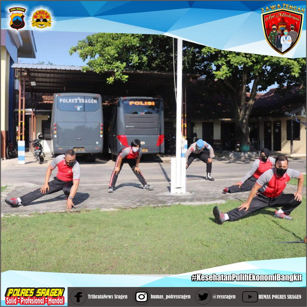 sumberlawang86's tweet photo. Di tengah Pandemi Covid-19 ini pentingnya untuk meningkatkan daya tahan tubuh atau sistem imun Salah satu cara untuk mencegah terinfeksi virus corona atau covid-19, Personel Polres Sragen secara rutin olahraga lari keliling sekitaran Mapolres Sragen, Jumat (13/11). https://t.co/h3tqG04yyL