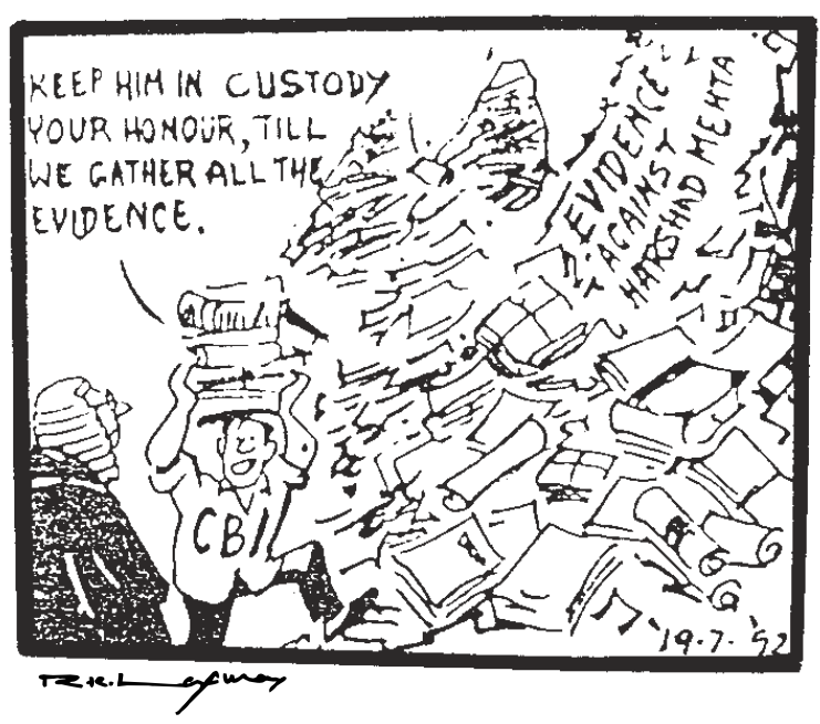 Today's  @LaxmanLegacy update -- we I have said, I and most media wrote about  #HarshadMehta not being given bail for a long time.  #Scam1992 The great  #RKLaxman also highlighted it with sarcasm. Does anyone understand sarcasm today? or it died in the 1990s?  @Moneylifers