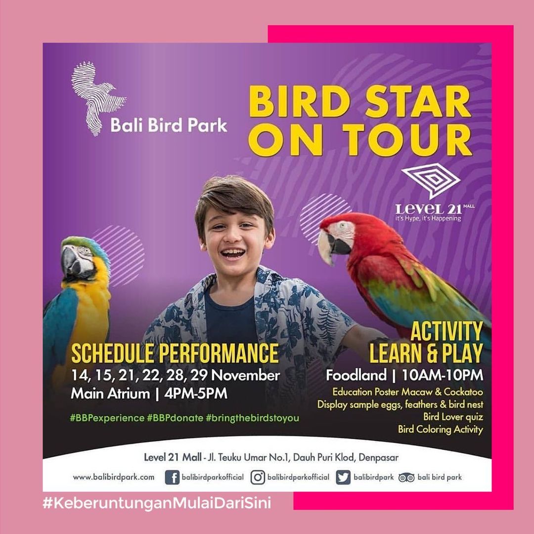 gotomalls's tweet photo. Marilah #BaliBangkit kembali! Bersama @level21_mall, hadiri berbagai event menarik untuk menggalakkan pariwisata lokal Bali.
Ada berbagai kompetisi berhadiah menarik juga! Kepoin!
Info🔎https://t.co/ClLuAYqXOv
-
#AyoGoToMalls #Denpasar #Bali
#Level21Mall #TheHeartofDenpasar https://t.co/7hLeabx8Yi