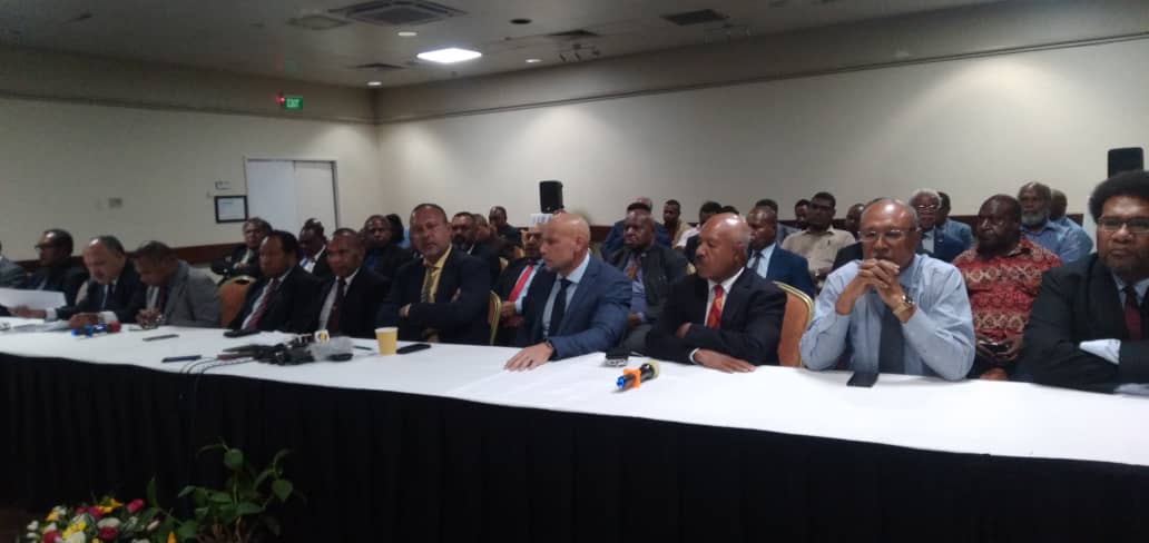 EMTVOnline's tweet photo. #OppositionConference: Opposition has 57 MPs including Deputy Prime Minister Sam Basil.
Most coalition partners in the current Marape-Basil government including NA, URP, and other smaller parties have joined the Opposition.
#Opposition #BeldenNamah https://t.co/w4szCQrISb