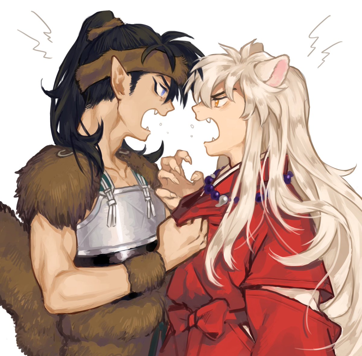 鋼牙と犬夜叉 かごめちゃんを取り合うだったり 修羅場シチュのリクエストが複数あり 信じてるよ 豆もやしのイラスト