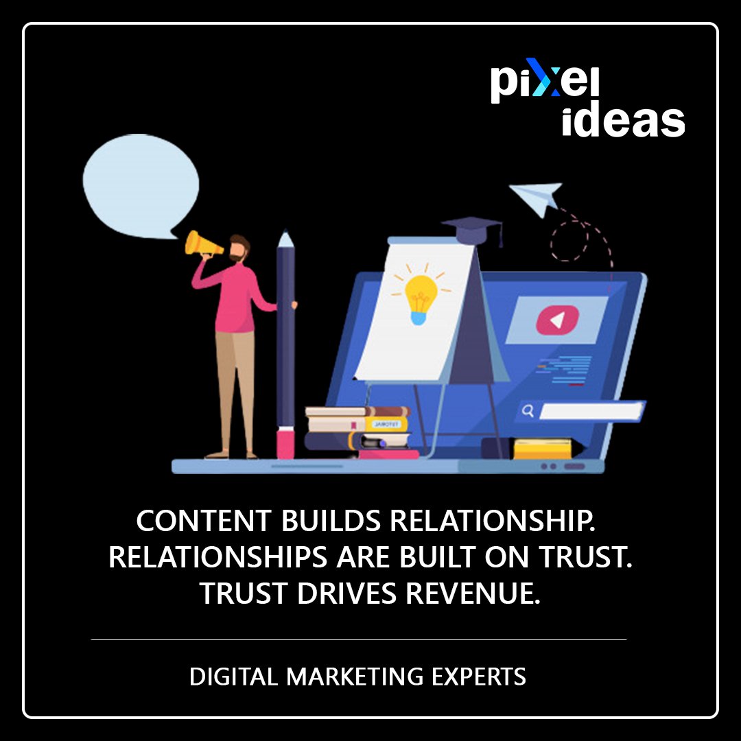 Content is the most important thing you create to develop relationships. Content marketing is not a one and done. It's a constant factor in everything you do in digital marketing.

#lucknow #ahmedabad #pixelideas #contentstrategy #contentstrategytips #contentmarketing