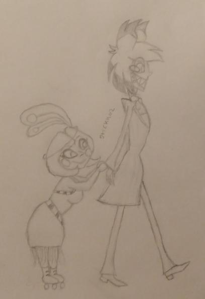 gtickno2's tweet photo. This doesn't fit any of the #AlMimzyWeek prompts but I still wanted to draw/post it because I thought it was cute (don't mind my bad art)

#HazbinHotelFanart https://t.co/6VE2JtDBWh