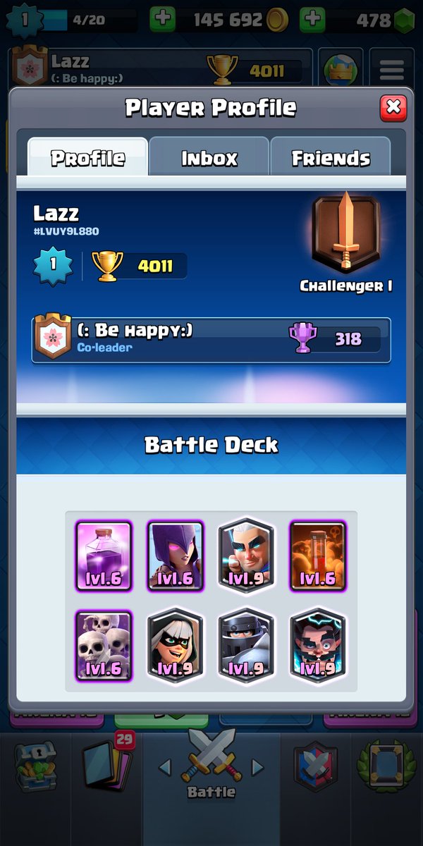 382 #ClashRoyale wins to reach legendary arena as a level 1free player ! Happy ! :D