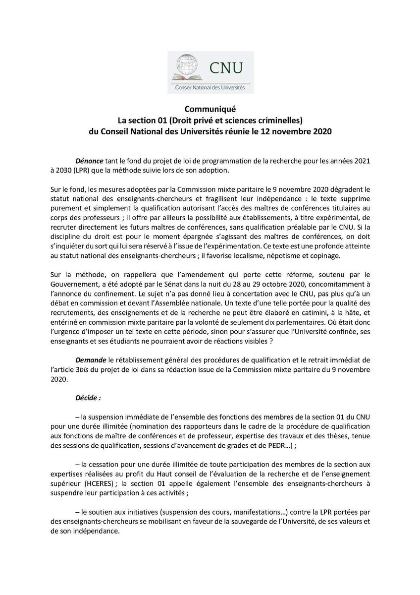 c_legoffic's tweet photo. Communiqué de la #section01 du #CNU #LPR https://t.co/mnquQjCaWN