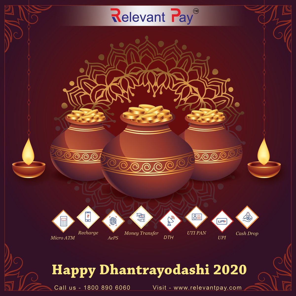 Relevant_Pay's tweet photo. May this Dhanteras Celebration endow you...with prosperity and opulence. Wishing you a very bright future in life. Happy Dhantrayodashi 2020
Greetings from Relevant Pay
#RelevantPay #Dhanteras #Dhanteras2020 #greetings #neobanking #AtmanirbharBharat https://t.co/H0WONwyj3b