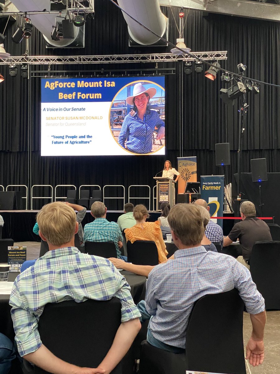 ⁦<a href="/SenMcDonald/">Senator Susan McDonald</a>⁩ talking to AgForce forum about Young People and the Future of Agriculture ⁦<a href="/AgForceQLD/">AgForce Queensland</a>⁩ ⁦<a href="/CRC_NA/">CRC for Developing Northern Australia</a>⁩