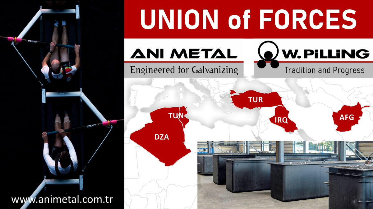 ANIMETAL5's tweet photo. ANI Metal and W. Pilling have made an exclusivity agreement for new countries…Algeria, Tunisia, Iraq, Afghanistan…
We are much stronger together…
#anımetal #wpilling #galvanizingkettle #hotdipgalvanizing #galvanizing #galvaniz https://t.co/dn9Y5qYUQ1