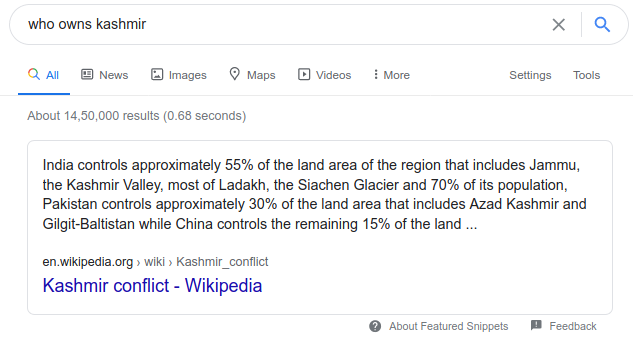 When your google search is about some fact, Google often gives you an answer directly. This is called a Fact Box (see example in attached image).Many of us just assume that this is the correct answer.But it is often wrong.Thread.