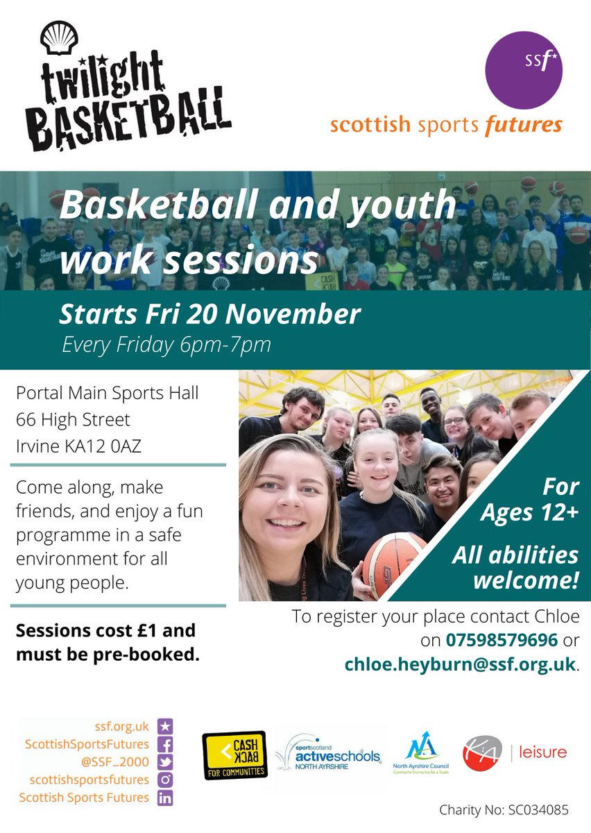 SSF_Futures's tweet image. 1 Week to go till the re-launch of the Irvine Twilight Session. 

Come along, meet new people, build new friendships, learn new skills, while playing basketball in a fun safe environment.

Spaces are limited, book now: @Chloe_SSF 

@NAActiveSchools @KALeisure @NAYouthServices