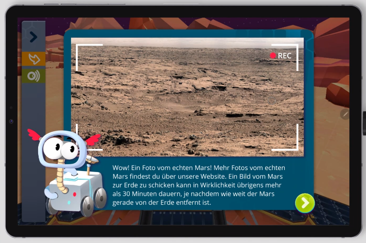 RobertaIAIS's tweet photo. Noch ein Grund zur Vorfreude auf die Vorweihnachtszeit  😍 Die neue Coding-Spiel-App »NEPO Missions« nimmt Euch mit auf den Mars! Dort könnt Ihr den #ExoMarsRover der @esa programmieren 😉 #Staytuned
#SeriousGame #Bildung #Schule #twitterlehrerzimmer
🔗https://t.co/hDAyF2tNXY https://t.co/9Aa4gifEmy