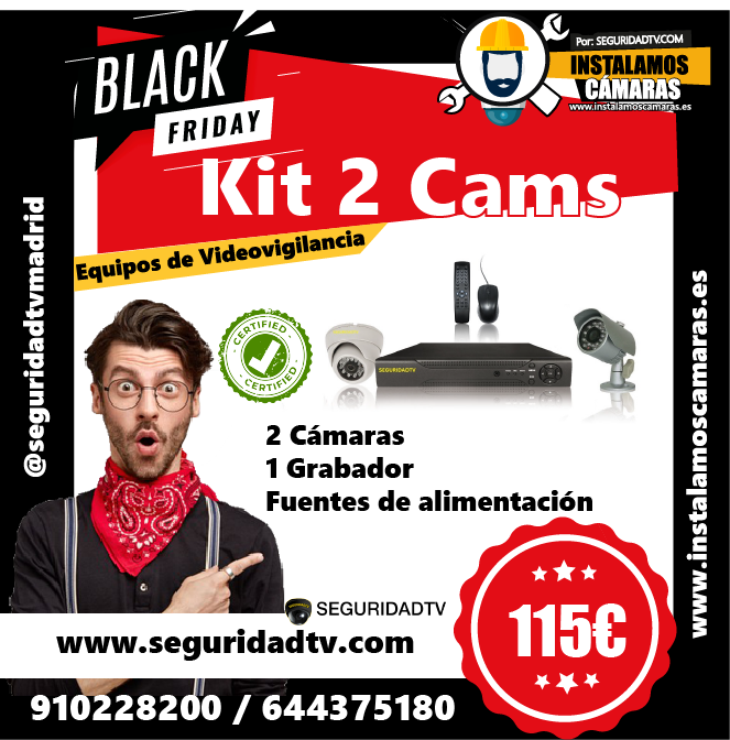 ¡Para tu casa, oficina, para lo que quieras!, llega para tí éste fabuloso kit de dos cámaras de videovigilancia por 115€ APROVECHA NUESTRAS OFERTAS DE #BLACKFRIDAY 
#CCTV #Seguridad #Videovigilancia #ofertas #Promoción #Madrid #España #SeguridadTV seguridadtv.com