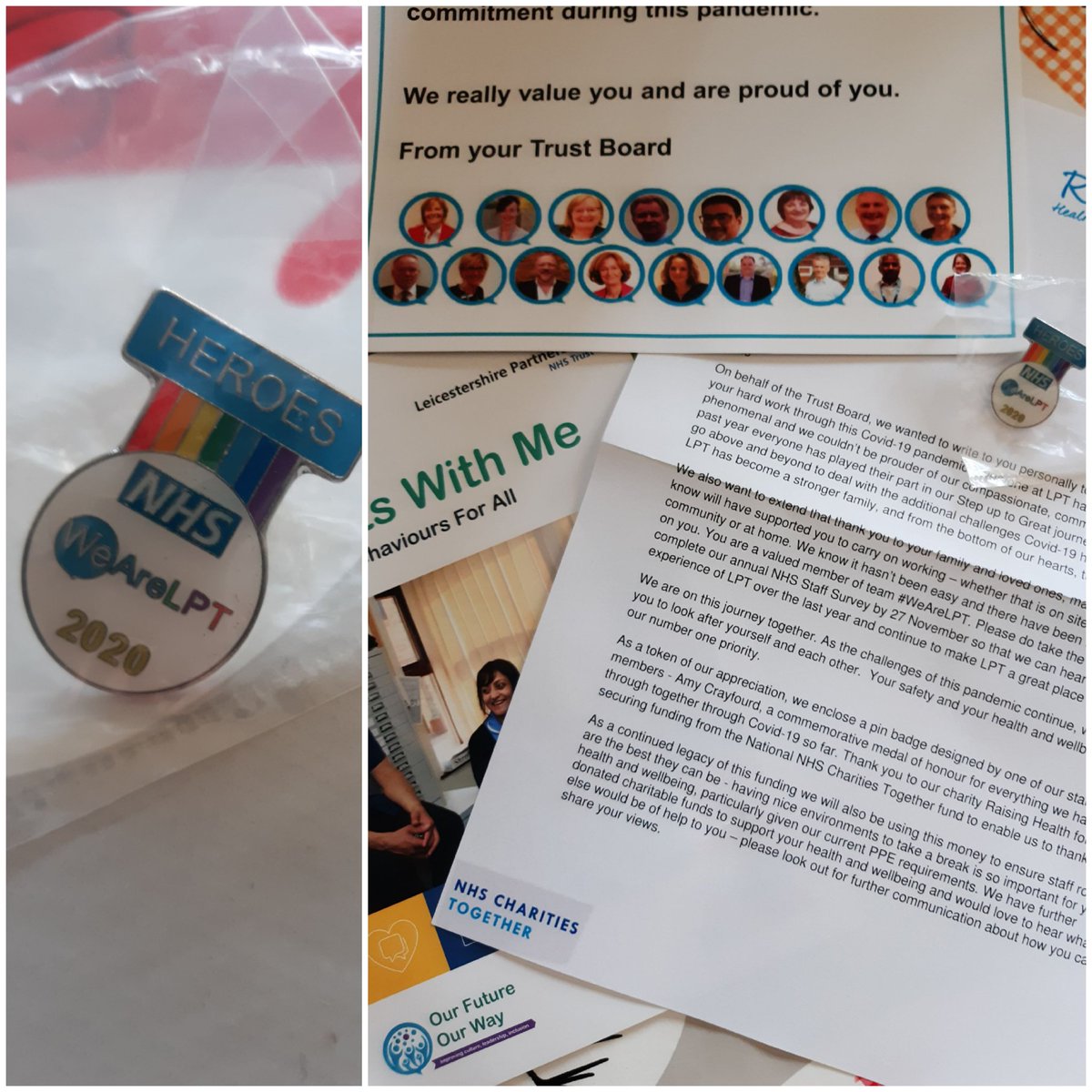 After 9 months of working under very 'different' circumstances within  mental heath services it was so lovely to receive this through the post <a href="/LPTnhs/">Leicestershire Partnership NHS Trust</a> <a href="/AngelaHillery/">Angela Hillery</a> @LPTChair <a href="/Raising_Health_/">Raising Health</a> 
#NHSheroes #NHS #WeAreLPT
#FeelGoodFriday #gratitude #staffwellbeing