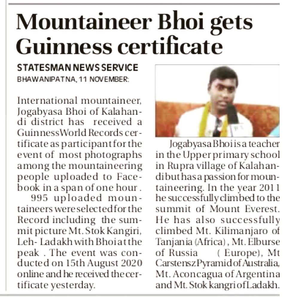 JogaMountaineer's tweet photo. #NewPublished @ Different #PrintMedia. Thanks & Grateful to All #MediaPeople for their kind support through his pen for this great #Achievement.
#Kalahandi #Odisha #India #MountainsTeamsofIndia https://t.co/8eStTDCOEk