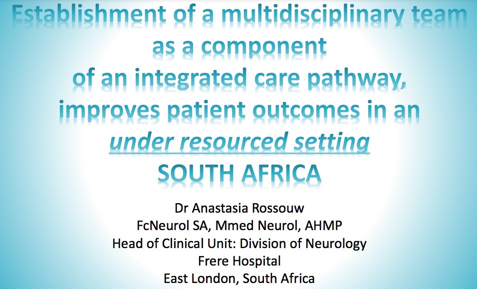 WorldStrokeEd's tweet photo. 🆕 #minimodule :'Establishment of a #multidisciplinary team as component of an integrated care pathway, improves patient outcomes in an under resourced setting' 

by #AnastasiaRoussow @frerehosp

https://t.co/POoMUMd3EI

#tb #WSC2018 #stroke #LMIC #MedEd #elearning #SouthAfrica https://t.co/S1M4KxPiOO