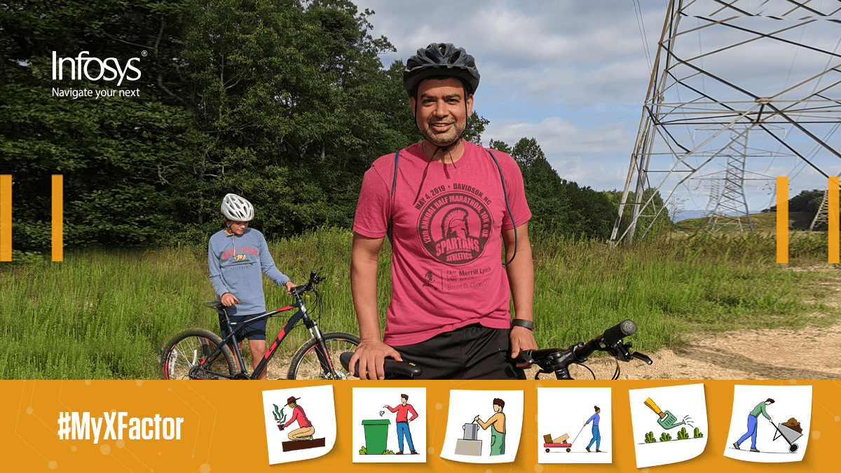 LifeAtInfy's tweet photo. "The #newnormal has been a blessing in disguise for me. With plenty of time at hand, I set out for mountain biking. Eventually, the challenge of riding caught on." Neeraj shares his experience on biking amidst lush green mountains and serene waters! #MyXFactor #LifeAtInfy https://t.co/dkH3295g9S