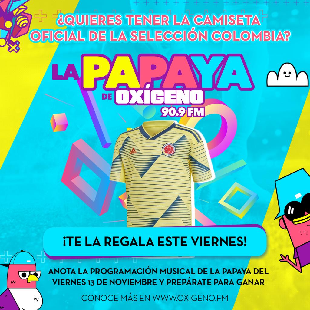 Los40Med's tweet photo. ¡Hoy te regalamos la camiseta oficial de la #SelecciónColombia! 🇨🇴

Escucha ya #LaPapaya en los 90.9 FM, anota su programación y empieza a participar 💛💙♥️ https://t.co/MCRx9sNqio
