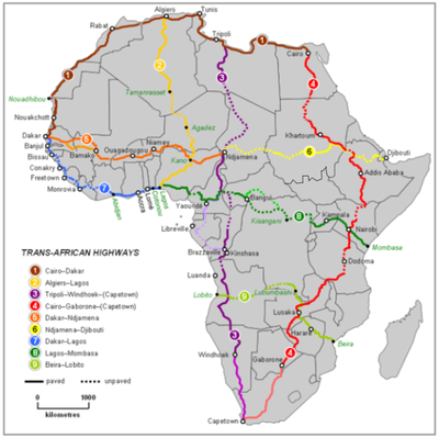 hallaboutafrica's tweet photo. Little by little. The Trans-African Highway is not one single roadway but is made up of several regional highways, some still on the drawing boards, some sections completed. https://t.co/T2mU2x5Vow