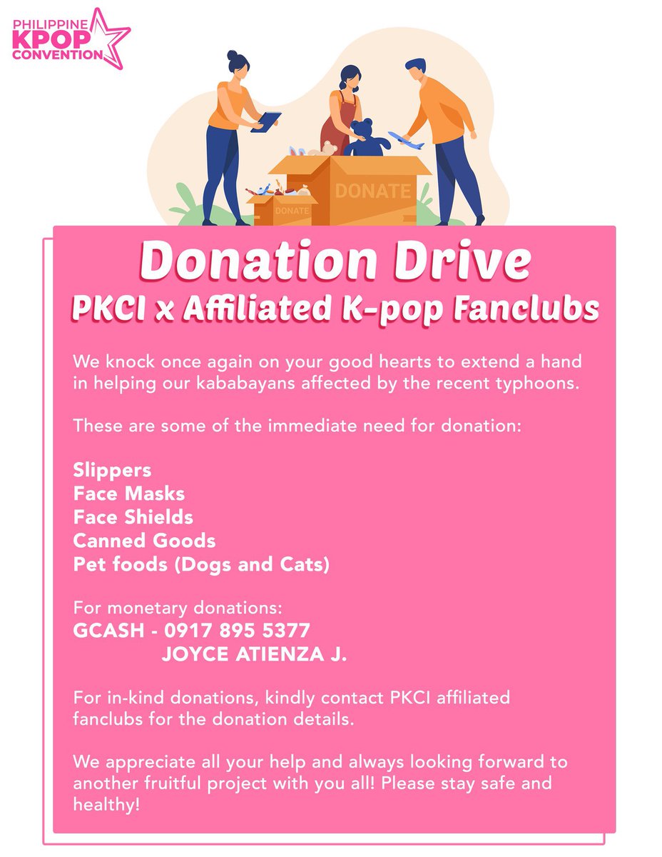 WINNERPHYG's tweet photo. Together w/ @kpopconph & all the affiliated fanclubs, we are knocking on your good hearts to extend a hand in helping our kababayans affected by the recent typhoons.
For in-kind donations & other modes in sending in your cash donations, don't hesitate to DM us.
#WINNER #μλ https://t.co/MlPSHSbvmK