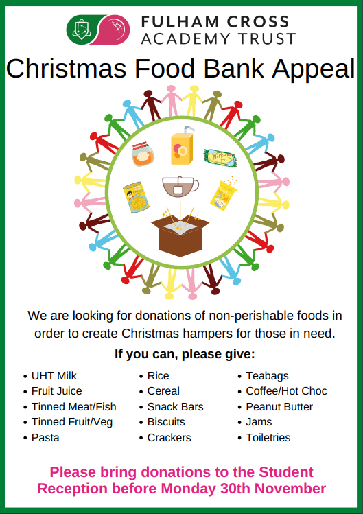 FulhamCross's tweet photo. We know it's a challenging time for everyone at the moment. The Covid19 outbreak has made it difficult for many Londoners to financially access food, including families within our trust.

That is why we have launched our #Christmas #FoodBank Appeal!

Thank you for your support🙌🏽 https://t.co/wgPJ8vQE7O