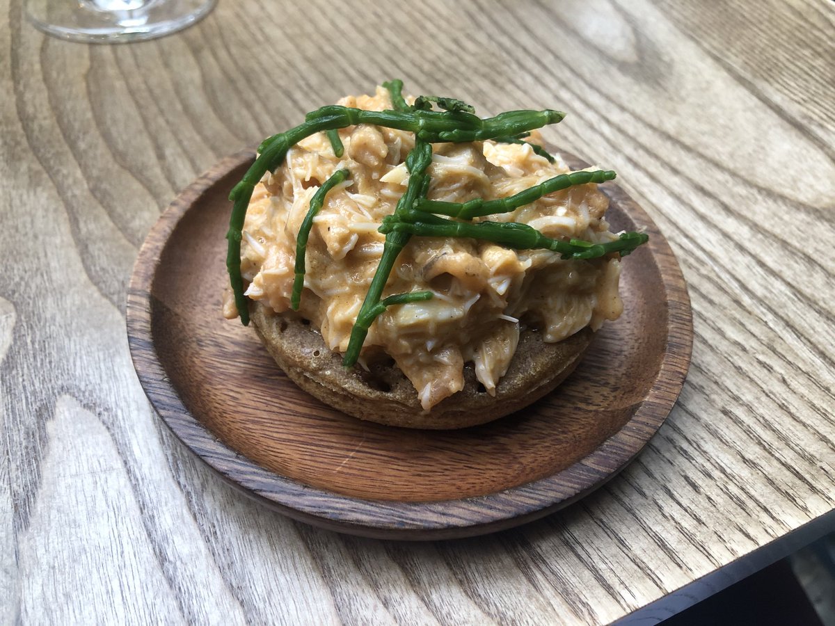 Utterly delicious sourdough crumpet with crab and shrimp
<a href="/Stanleyschelsea/">Stanley's</a> 
#London