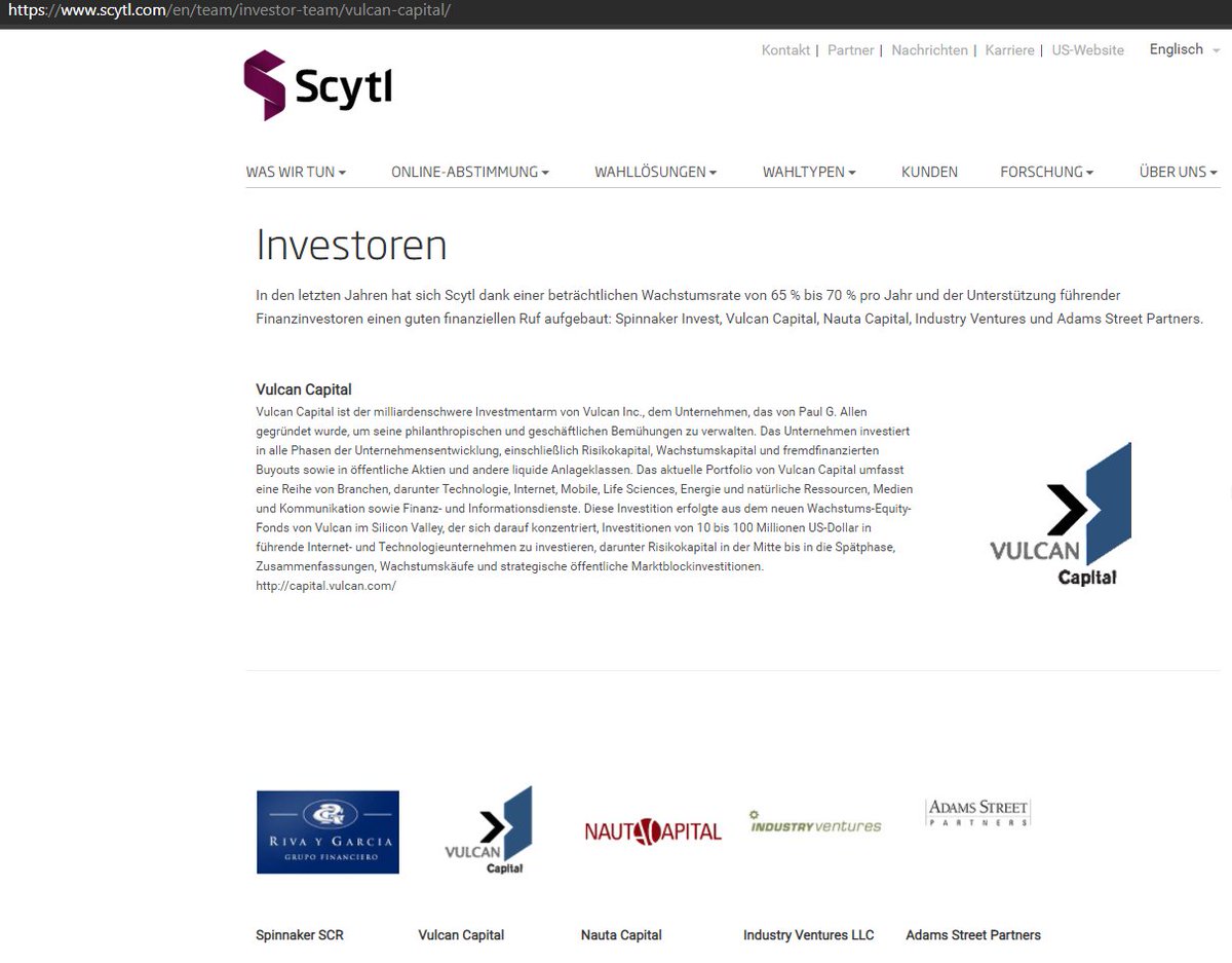 5/You can see their investment on their website here https://www.scytl.com/en/team/investor-team/vulcan-capital/You can use google translate to translate it.