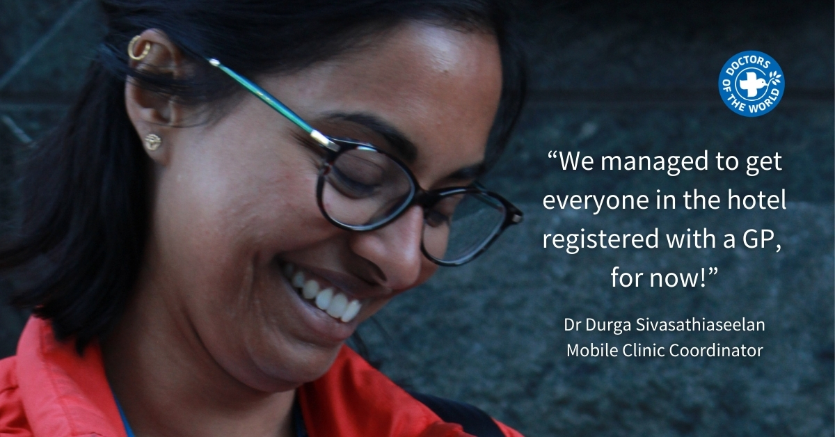For several months,  @durgasiva9 has been based at a London hotel being used as short-term housing for asylum seekers, working in collaboration with the local health commissioner to ensure that people housed there have good access to healthcare.She has some good news to share...