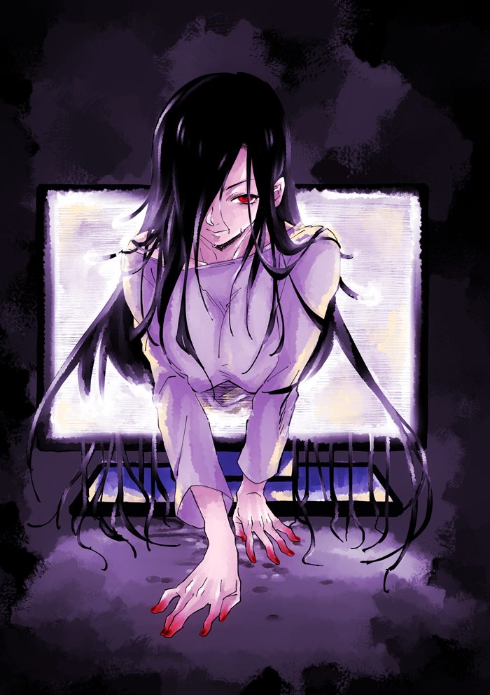 "Okay okay~ are you girls getting tired about the ghost who crawls out fron the TV? Let's play a new game~"

Like, RT and Drop a daily pic about your character. Let Sadako see and find some little things to haunt and make some "trouble" to the poor victim, about sexual.