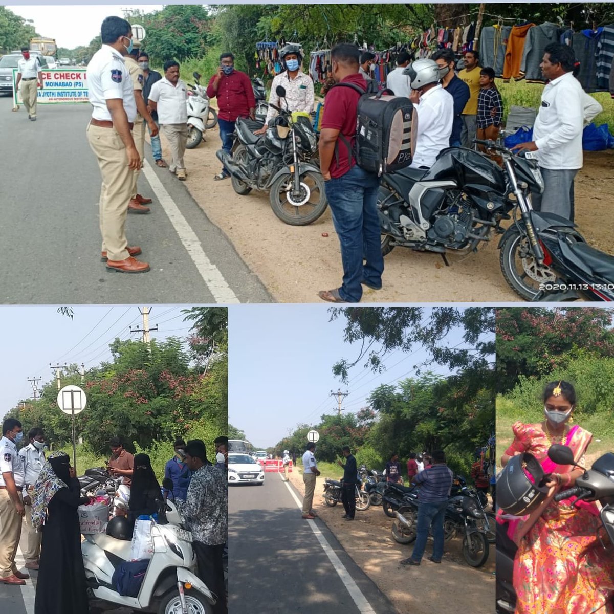 CYBTRAFFIC's tweet photo. #Rajendranagar Traffic police conducted awareness to commuters on #Himayatnagar to #AzizNagar stretch about the benefits of wearing a valid ISI marked #helmet and dangers in wrong side driving &amp; Triple riding. https://t.co/Cmyte9nbck