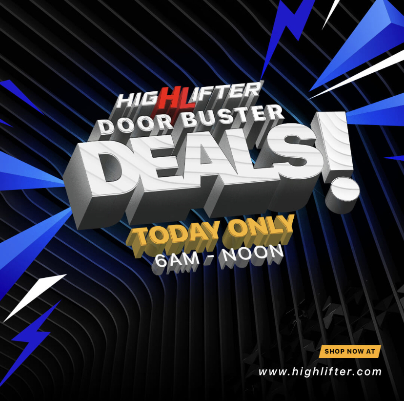HighLifter's tweet photo. 💥TODAY ONLY💥
From 6am-12pm, we are having DOORBUSTER DEALS that you don’t want to miss out on‼️ Head on over to https://t.co/bWZPbrAoSF &amp; start shopping NOW before it’s too late😎 
#DoorBusterDeals #HighLifter #SaveBig #ShopNow https://t.co/vcGhHHR8Hm