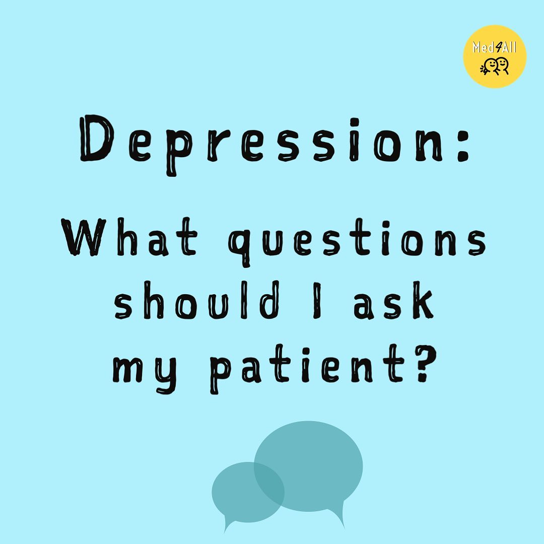 med4_all's tweet photo. Happy Friday everyone! 🌟

Today’s post is on a super important topics: Depression! 

Given that, globally, more than 264 million people of all ages suffer from depression, it’s very likely that you’ll meet patients with…

📸 https://t.co/D5peIRPWh7 via https://t.co/s46RFO0z7g https://t.co/oLuFyhK9r6
