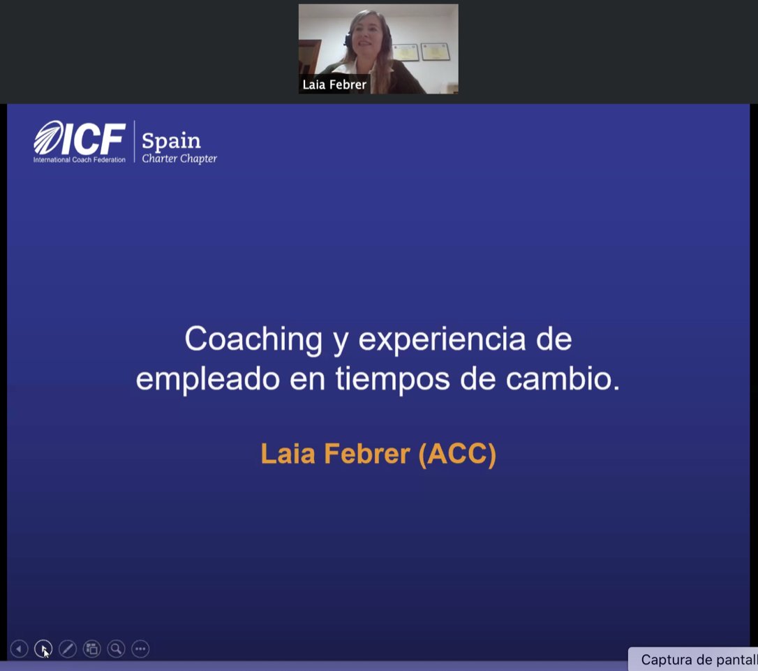 ICFEspana's tweet photo. ¡Seguimos en vivo! Nueva charla interactiva a cargo de @laiafebrer, gracias a la presentación de Marta Ibáñez, vocal de ética @ICFEspana para poner el foco en la necesidad de presentar una propuesta de valor a nuestros clientes ahora más q nunca #coaching #ICFEventoVirtual! https://t.co/46OCbXLlOf