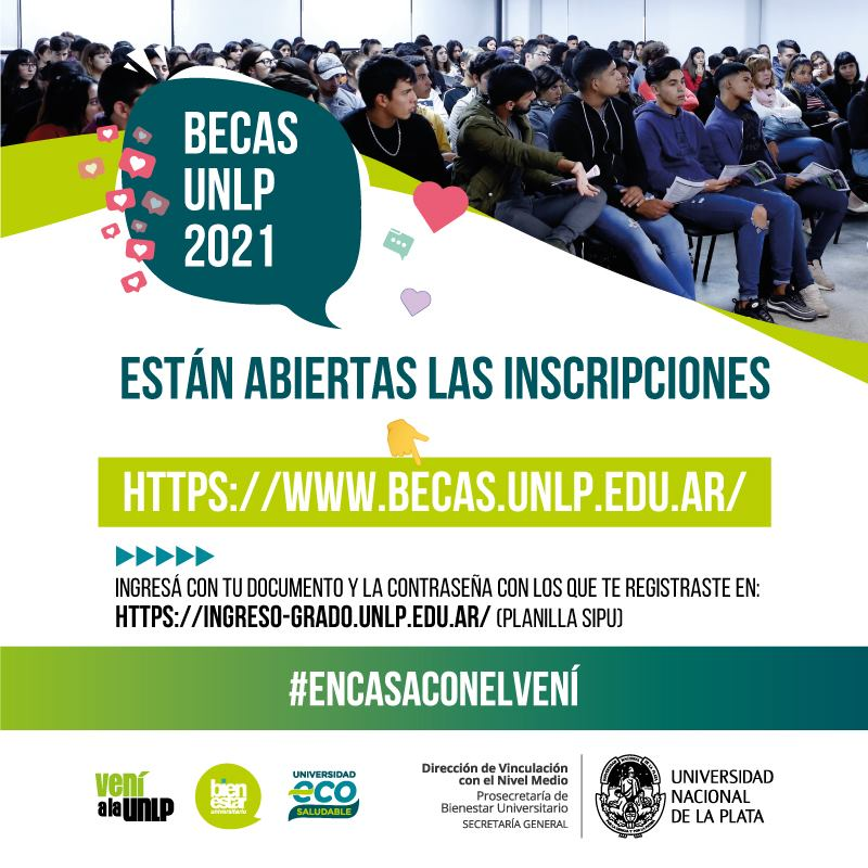 SecundariaDGCYE's tweet photo. Desde el 9 de noviembre de 2020 y hasta el 1 de marzo de 2021 se encuentran abiertas las Inscripciones a BECAS UNLP 2021, destinadas a Ingresantes 2021.
@MyriamSouthwell @FabianDelCore @DYacuzzi https://t.co/Mx6pXsAWGR