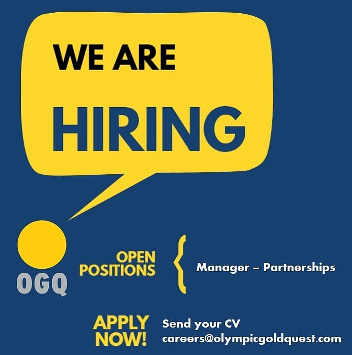 ❗We are hiring ❗

Position: Manager - Partnerships 

About the role: Office based role to support Partnerships Team on compliance, systems, operations and processes. 

Last date to apply: 25th November 2020

More information on role: olympicgoldquest.in/careers.html