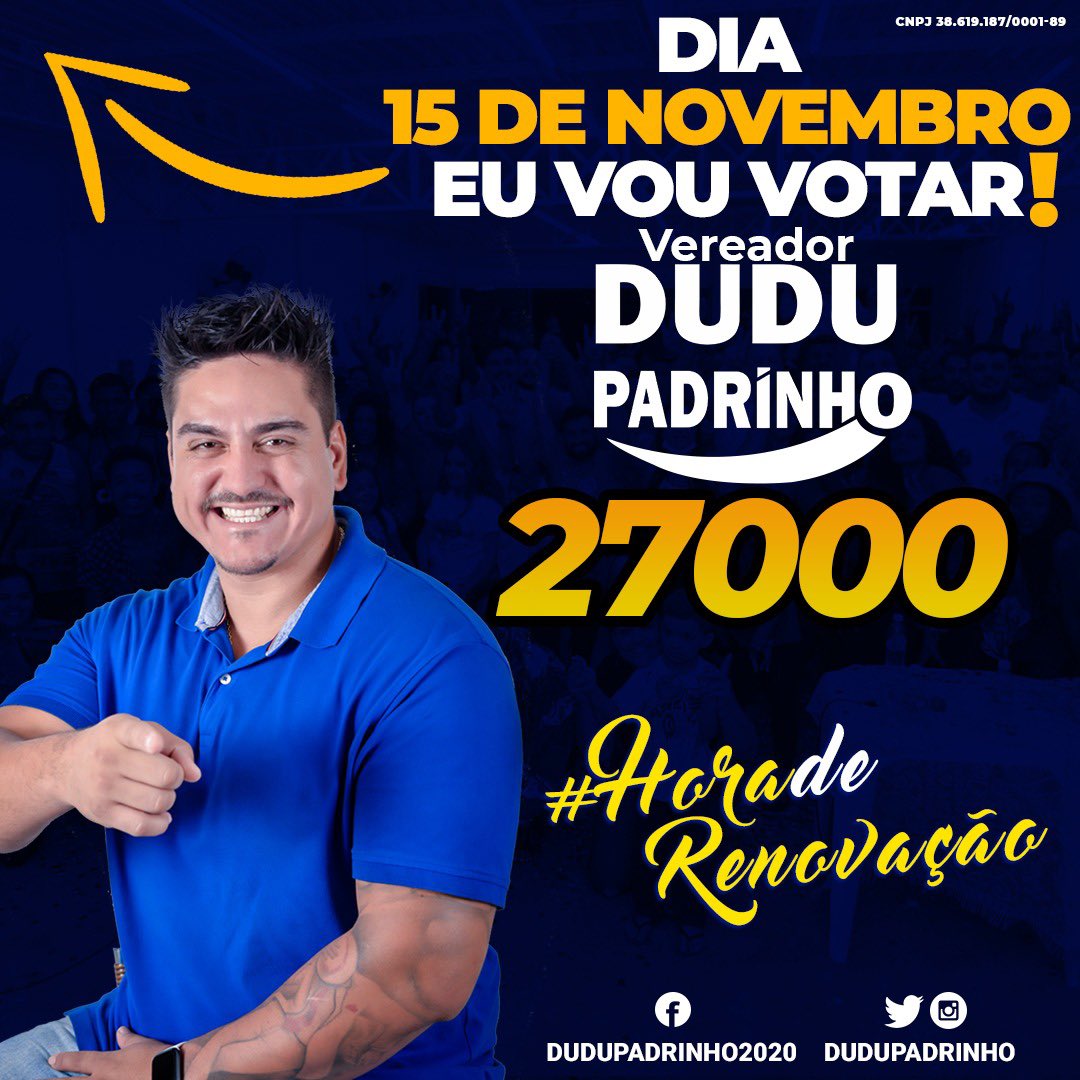 DuduPadrinho's tweet photo. Minha família, precisamos mudar o cenário atual da nossa cidade, conto com vocês no dia 15 de Novembro é 2️⃣7️⃣0️⃣0️⃣0️⃣ para Vereador da nossa cidade de São João de Meriti.
.
.
#DuduPadrinho27000 https://t.co/YSSwBDGCGV