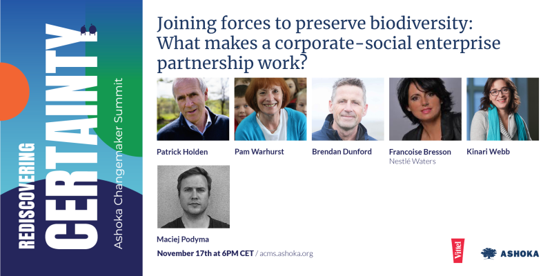 4 days left ⏳ The countdown for the <a href="/Ashoka/">Ashoka</a> #ChangemakerSummit is on! Don’t forget to join our  session on 17 Nov 6-7 PM CET!👉Joining forces to preserve biodiversity: what makes a corporate-social enterprise partnership work? Register with public access: ashoka.org/en-us/event/as…