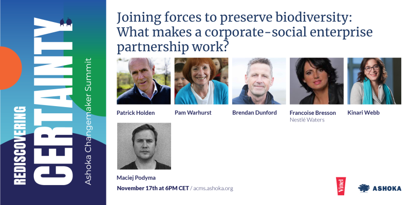 4 days left ⏳ The countdown for the @Ashoka #ChangemakerSummit is on! Don’t forget to join our session on 17 Nov 6-7 PM CET!👉Joining forces to preserve biodiversity: what makes a corporate-social enterprise partnership work? Register with public access: ashoka.org/en-us/event/as…