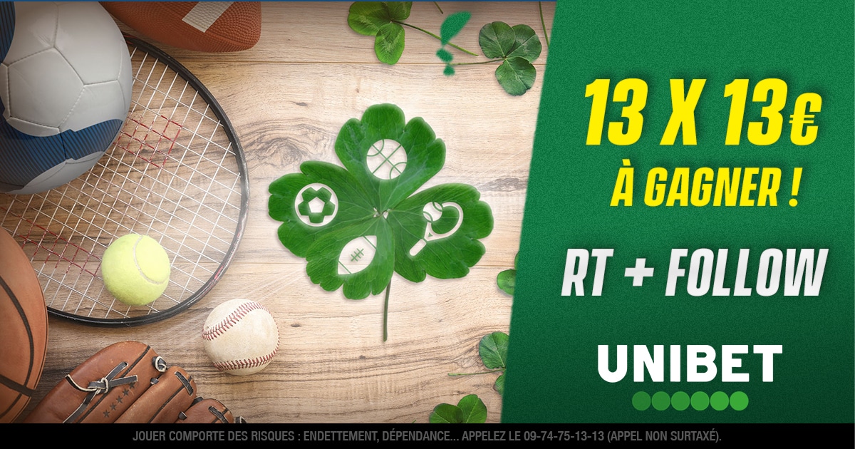 UnibetFrance's tweet photo. 🎉 13 x 13€ de freebets à gagner pour le #Vendredi13 ! 🍀

RT + Follow @UnibetFrance pour participer. 

⏳ Fin du jeu à 23h59. https://t.co/nTL3kpTzdX