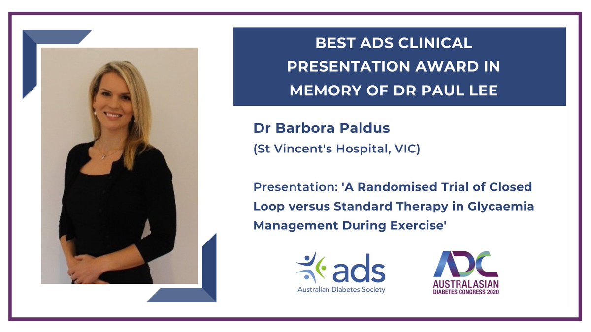 AUDiabetesSoc's tweet photo. Congratulations Dr Barbora Paldus! Recipient of this year's Best ADS Clinical Presentation Award in memory of Dr Paul Lee.
#20ADC https://t.co/9uzKICVg06