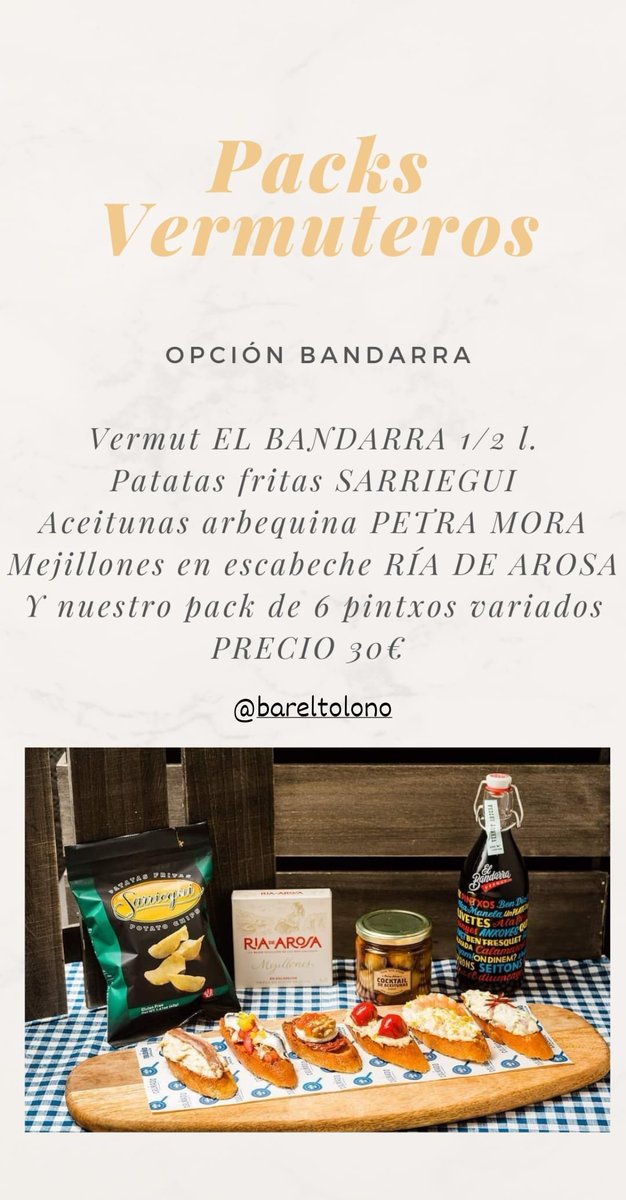 Packs vermuteros, ¿ Lo recoges o te lo llevamos? #takeaway #delivery