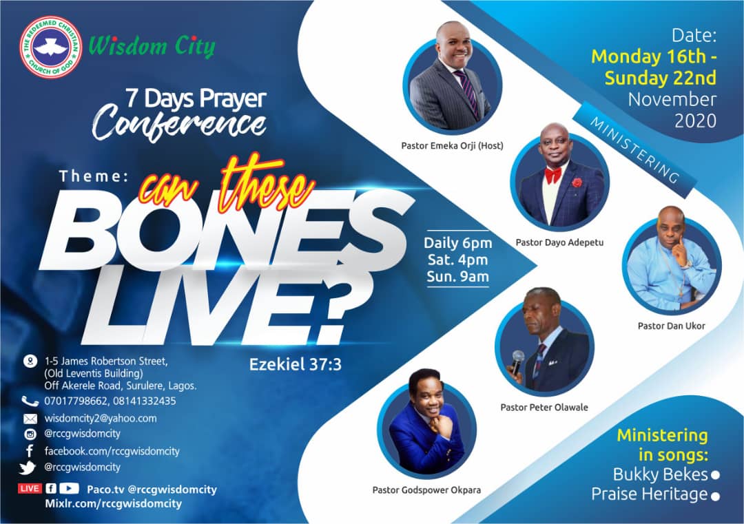 tumene's tweet photo. A life changing experience! @rccgwisdomcity #7daysprayerconference #7DPC Can this bones live? Join us from Monday 16th Nov. 2020. https://t.co/n8uFFavRvX