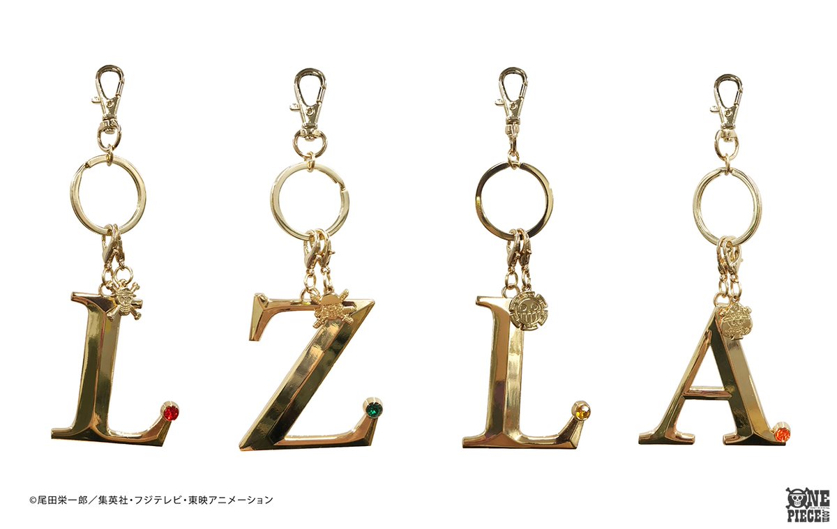 One Piece Com ワンピース 今週のニュースランキング 第1位 キラキラ輝くイメージカラーのラインストーンと 海賊旗チャーム付き ルフィたちのイニシャルをモチーフにした ネームキーホルダー