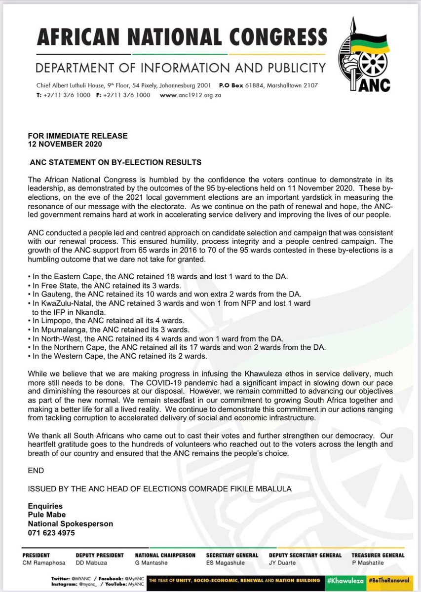 Ancyl61's tweet photo. Issued by @MYANC  

#Byelections2020 ✊🏿 https://t.co/wXCFU8sy1F