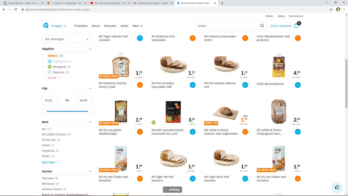 beste <a href="/albertheijn/">Albert Heijn</a> als ik onder 'brood' glutenvrij intyp, krijg ik ook AH Tijger wit half ovenvers, AH Pain bastille volkoren half en nog meer niet glutenvrije broden. Kunnen jullie dat veranderen?