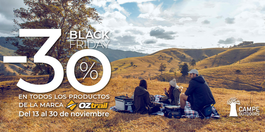 Hoy empieza el BLACK FRIDAY en Campe Outdoors 🖤

No será solo hoy si no que durará hasta el próximo lunes 30‼️ 

Aprovecha y disfruta de un descuento del 3⃣0⃣% en todos los productos de OZ Trail.

⛺️⛰️☀️Descubre todo lo que te ofrecemos en  ➡️campeoutdoors.es/es/